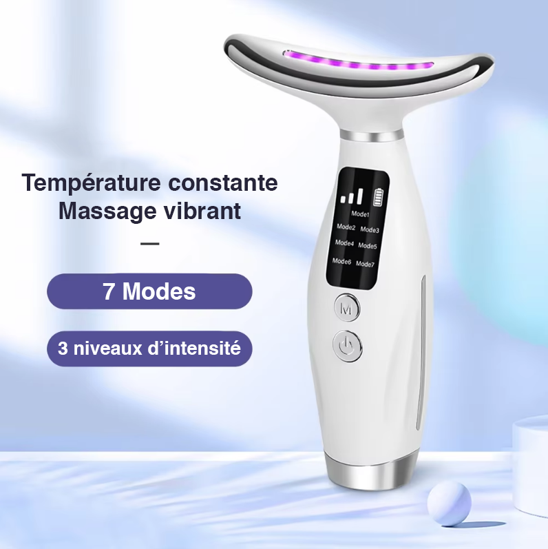 Transformez votre routine beauté ! 🌈✨ Masseur visage et cou LED 7 couleurs pour une peau plus jeune 💖✨ 3 niveaux, 7 modes – Parfait pour un usage domestique ! #BeautyTech #SkincareRoutine