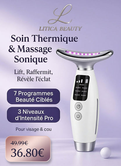 Transformez votre routine beauté ! 🌈✨ Masseur visage et cou LED 7 couleurs pour une peau plus jeune 💖✨ 3 niveaux, 7 modes