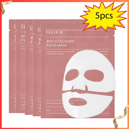  Masque Facial bio-colagène, 5 pièces, hydratant en profondeur, hydratant, hydrogel de nuit, VC, blanchissant, Anti-vieillissement, soins pour la peau